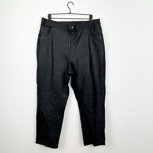 Silhouettes Vintage Women’s Plus size Black Leather High Rise Tapper Leg Pant - Picture 1 of 11